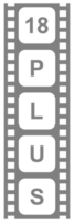 Sign of Adult Only for Eighteen Plus, 18 Plus and Twenty One Plus, 21 Plus Age in the Filmstrip. Age Rating Movie Icon Symbol for Movie Poster, Apps, Website or Graphic Design Element. Format PNG