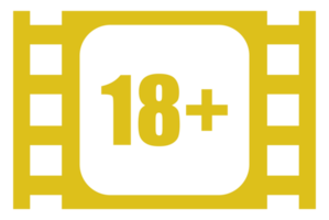 Sign of Adult Only for Eighteen Plus, 18 Plus and Twenty One Plus, 21 Plus Age in the Filmstrip. Age Rating Movie Icon Symbol for Movie Poster, Apps, Website or Graphic Design Element. Format PNG