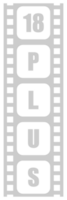 Sign of Adult Only for Eighteen Plus, 18 Plus and Twenty One Plus, 21 Plus Age in the Filmstrip. Age Rating Movie Icon Symbol for Movie Poster, Apps, Website or Graphic Design Element. Format PNG