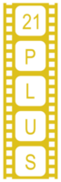 teken van volwassen enkel en alleen voor achttien plus, 18 plus en twintig een plus, 21 plus leeftijd in de filmstrip. leeftijd beoordeling film icoon symbool voor film poster, appjes, website of grafisch ontwerp element. formaat PNG