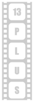 Sign of Adult Only for Thirteen Plus, 13 Plus Age in the Filmstrip. Age Rating Movie Icon Symbol for Movie Poster, Banner, Backdrop, Apps, Website or Graphic Design Element. Format PNG