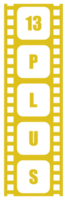 Sign of Adult Only for Thirteen Plus, 13 Plus Age in the Filmstrip. Age Rating Movie Icon Symbol for Movie Poster, Banner, Backdrop, Apps, Website or Graphic Design Element. Format PNG