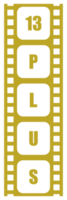 Sign of Adult Only for Thirteen Plus, 13 Plus Age in the Filmstrip. Age Rating Movie Icon Symbol for Movie Poster, Banner, Backdrop, Apps, Website or Graphic Design Element. Format PNG