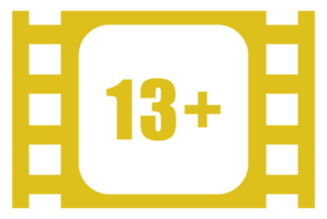 tecken av vuxen endast för tretton plus, 13 plus ålder i de filmremsa. ålder betyg film ikon symbol för film affisch, baner, bakgrund, appar, hemsida eller grafisk design element. formatera png