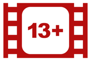 Sign of Adult Only for Thirteen Plus, 13 Plus Age in the Filmstrip. Age Rating Movie Icon Symbol for Movie Poster, Banner, Backdrop, Apps, Website or Graphic Design Element. Format PNG