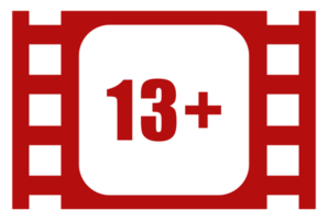 Sign of Adult Only for Thirteen Plus, 13 Plus Age in the Filmstrip. Age Rating Movie Icon Symbol for Movie Poster, Banner, Backdrop, Apps, Website or Graphic Design Element. Format PNG