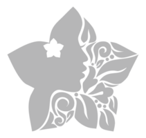 ornemental feuille, fleur, et femme visage dans le en forme de fleur illustration pour logo taper, art illustration ou graphique conception élément. format png