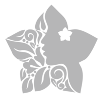 Ornamental Leaf, Flower, and Woman Face in the Flower-Shaped Illustration for Logo Type, Art Illustration or Graphic Design Element. Format PNG