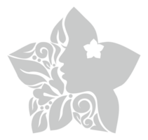 Ornamental Leaf, Flower, and Woman Face in the Flower-Shaped Illustration for Logo Type, Art Illustration or Graphic Design Element. Format PNG