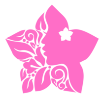 Ornamental Leaf, Flower, and Woman Face in the Flower-Shaped Illustration for Logo Type, Art Illustration or Graphic Design Element. Format PNG