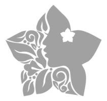 ornemental feuille, fleur, et femme visage dans le en forme de fleur illustration pour logo taper, art illustration ou graphique conception élément. format png