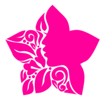 ornemental feuille, fleur, et femme visage dans le en forme de fleur illustration pour logo taper, art illustration ou graphique conception élément. format png