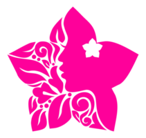 Ornamental Leaf, Flower, and Woman Face in the Flower-Shaped Illustration for Logo Type, Art Illustration or Graphic Design Element. Format PNG