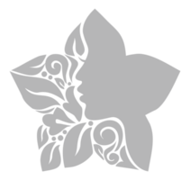 ornemental feuille, fleur, et femme visage dans le en forme de fleur illustration pour logo taper, art illustration ou graphique conception élément. format png