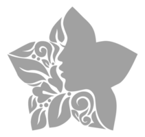 Ornamental Leaf, Flower, and Woman Face in the Flower-Shaped Illustration for Logo Type, Art Illustration or Graphic Design Element. Format PNG