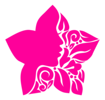 ornamental folha, flor, e mulher face dentro a em forma de flor ilustração para logotipo tipo, arte ilustração ou gráfico Projeto elemento. formato png