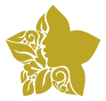 Zier Blatt, Blume, und Frau Gesicht im das blumenförmig Illustration zum Logo Typ, Kunst Illustration oder Grafik Design Element. Format png