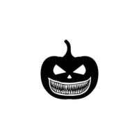Scary Pumpkin for sign, icon, symbol and Halloween art illustration. Vector Illustration