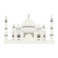 Illustration Of Fatima Zahra Mosque, White mosque . Vector of Mosque Flat Design