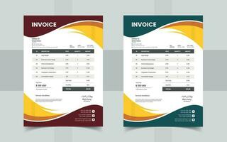 Professional business money receipt invoice template design vector