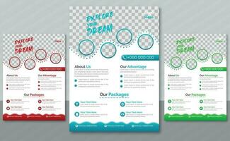 travel flyer and template design and new travel design vector