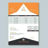 Modern and new Invoice design template and orange  invoice design template vector