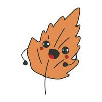 Cute happy funny leaf with kawaii eyes. Cartoon cheerful fall mascot photo