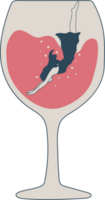 Trendy female characters swimming jumping into the glass.People suffering from hard drinking. Concept illustration with depressed characters sink in various alcohol glasses. png