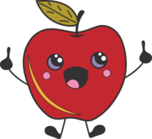 schattig gelukkig grappig appel met kawaii ogen. tekenfilm vrolijk school- mascotte png