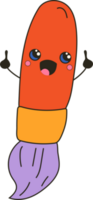 schattig gelukkig grappig penseel met kawaii ogen. tekenfilm vrolijk school- mascotte png