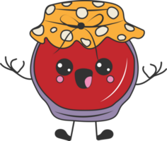 Cute happy funny jam with kawaii eyes. Cartoon cheerful fall mascot png