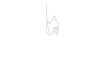 One line hands holding each other.  Video flat cartoon animation design element.