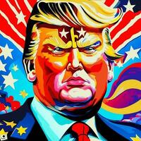 Groovy Retro Superhero Donald Trump Portrait photo