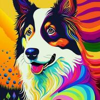 Colorful Border Collie Pedigree Dog Portrait photo