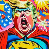 Funny Caricature Superhero Donald Trump Portrait photo