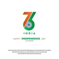 76 año contento independencia día India, 15 agosto, modelo para póster, bandera, publicidad, o saludo tarjeta vector