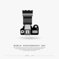 World photography day vector, typography design with camera. good template for world photography day design. vector