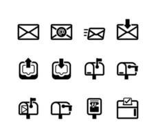 envelope icon set. Simple line art style icon pack. vector