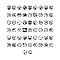 Set of emoji face Icons. Simple line art style icons pack. vector