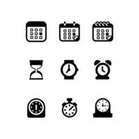 conjunto de reloj y calandrar iconos sencillo línea Arte estilo íconos embalar. vector