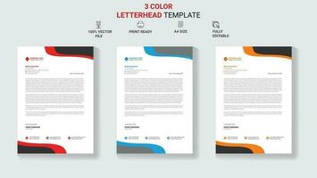 Unique Corporate Letterhead Template Design With Color Variation. vector