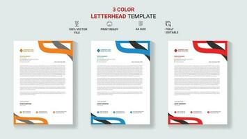 Unique Corporate Letterhead Template Design With Color Variation. vector