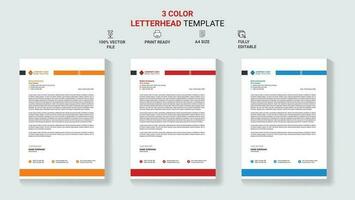 Unique Corporate Letterhead Template Design With Color Variation. vector