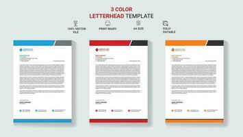 Unique Corporate Letterhead Template Design With Color Variation. vector