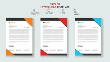 Unique Corporate Letterhead Template Design With Color Variation. vector