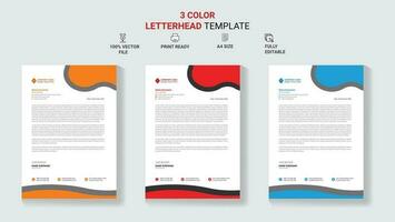 Unique Corporate Letterhead Template Design With Color Variation. vector