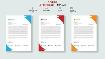 Unique Corporate Letterhead Template Design With Color Variation. vector