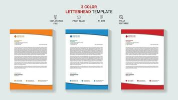 Unique Corporate Letterhead Template Design With Color Variation. vector