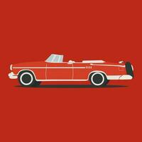 retro estilo coche en rojo con fondo vector