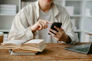 businessman hand working with new modern computer using on smartphone and tablet as concept photo